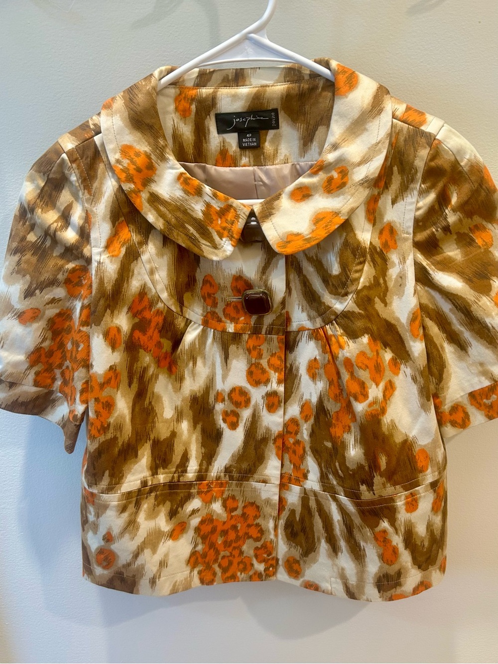 Josephine Petite Abstract Print Crop Jacket Blazer 4P